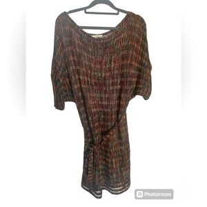 Xtaren Crotchet Short Sleeve.Y2K Multi Color Boho Hippie Dress Size Large